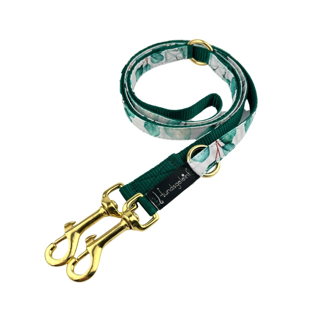 15mm/3fach Eukalyptus x Dunkelgrün, Messing (für 12-33kg Hunde)