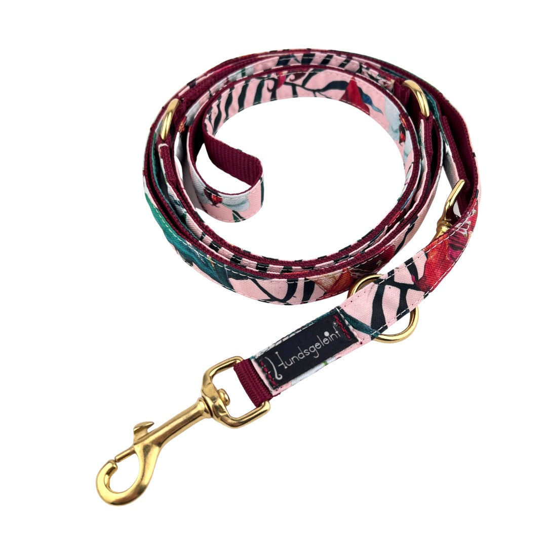 15mm/3fach Wild Flowers x Bordeaux, Messing (für 12-33kg Hunde)