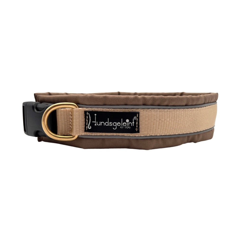 Halsband Sand x Beige, Gr. XL, Messing, mit Reflektor