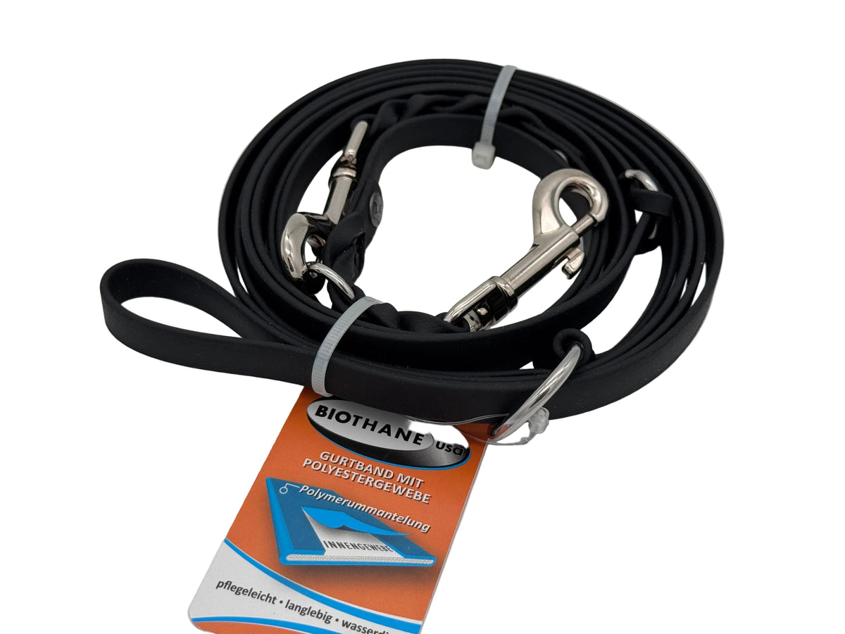 Biothane Leine Schwarz, 3m, 3fach, für Hunde 15-25kg (Kopie)
