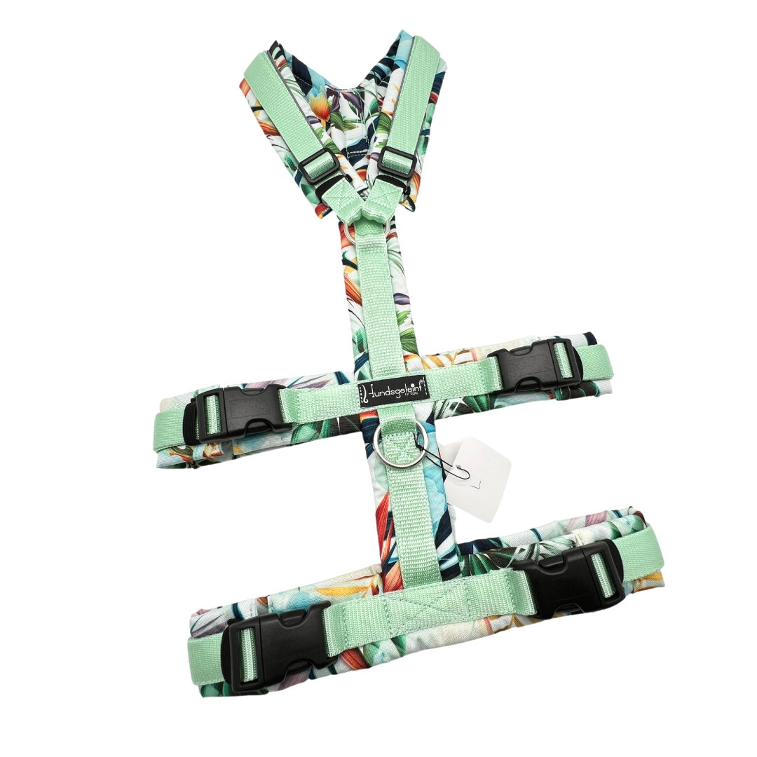 Safety Tropic Flowers x Pastellmint, Gr. L mit Reflektor
