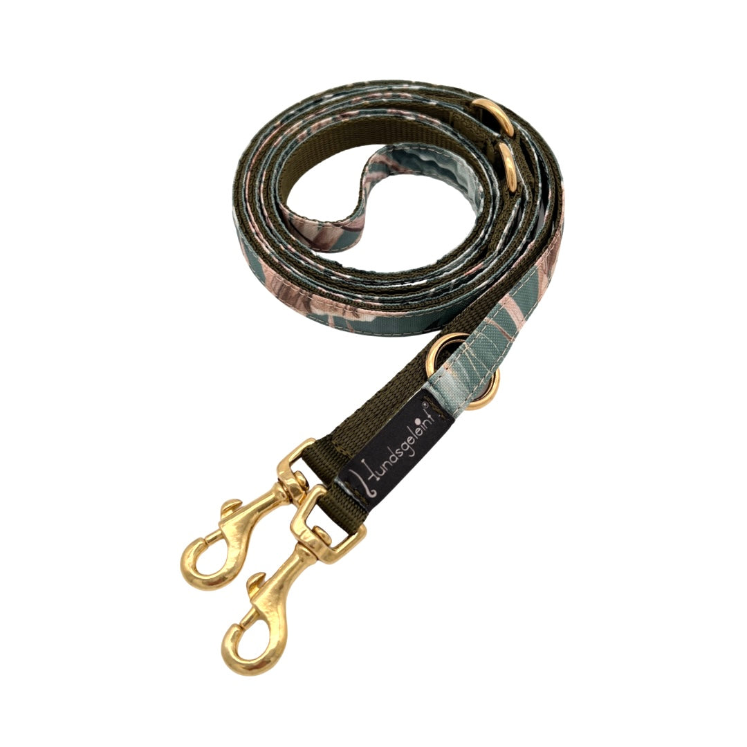15mm/3fach Leine Urban Salvia x Khaki, Messing (für 0-13kg Hunde)