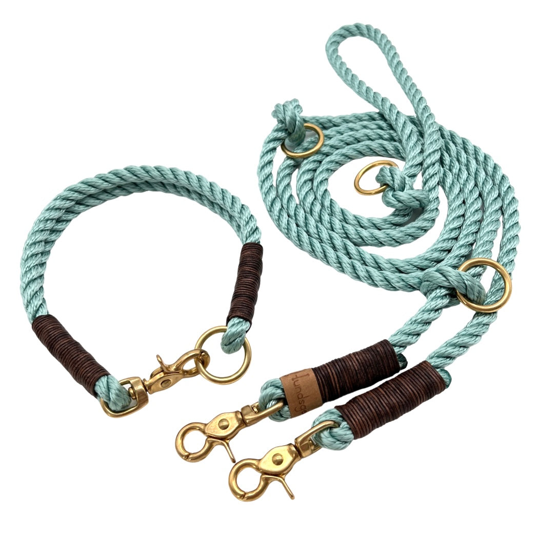 2m/2fach Tauleine Seegras + Halsband HU45cm