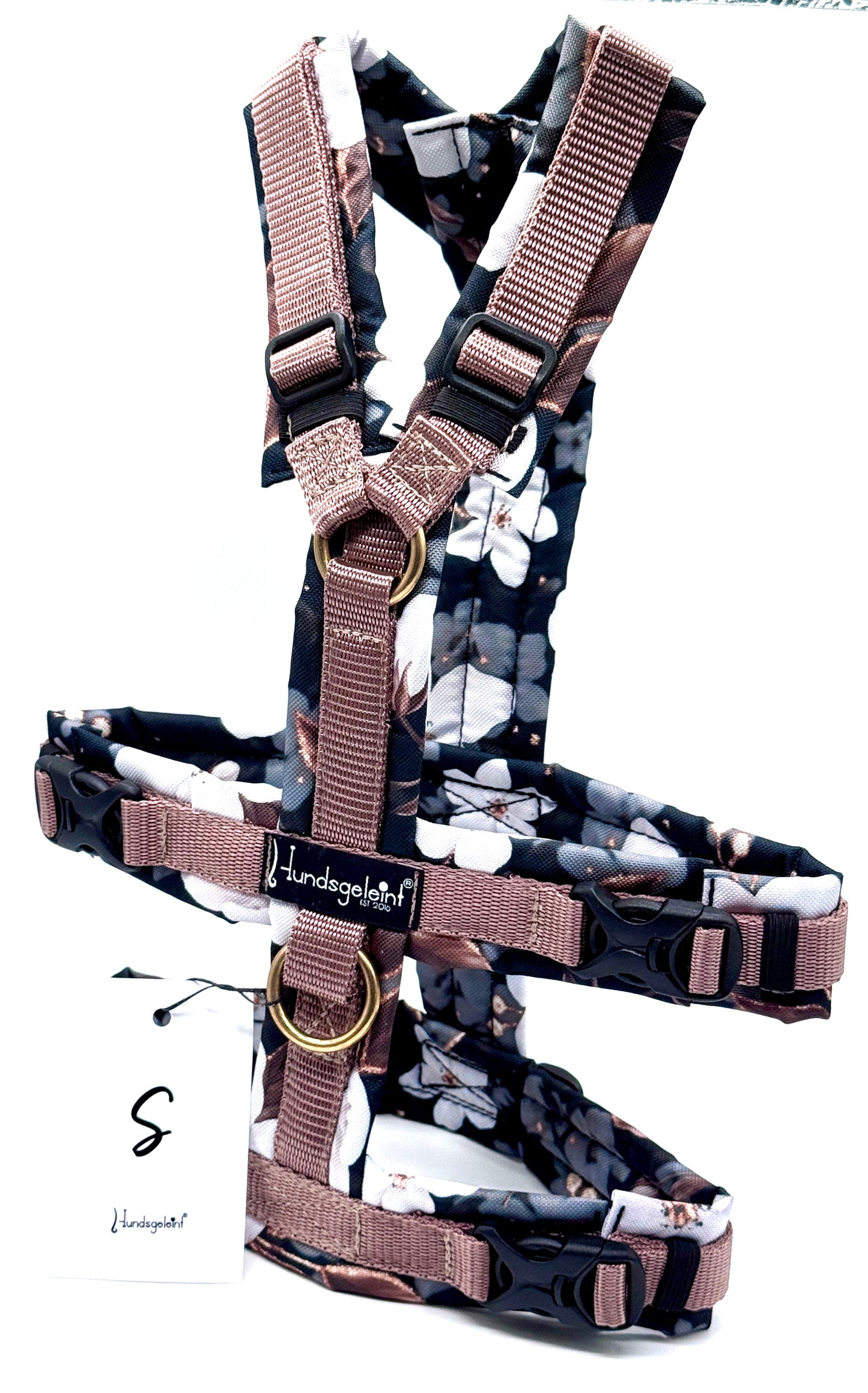 Safety White Flowers x Nougat, Gr. S - mit Messing-Ringen
