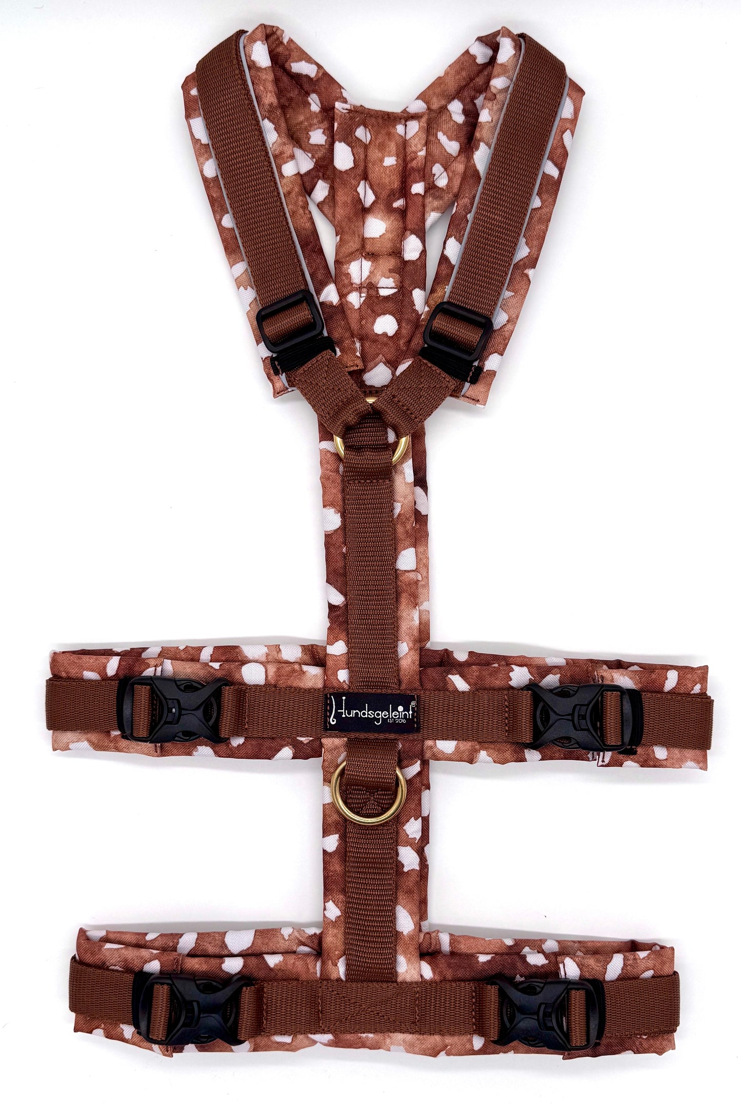 Safety Bambi x Braun, Gr. L - mit Messing-Ringen, Reflektor, Safetyschnalle und separatem Brustring
